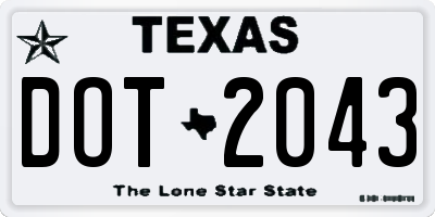 TX license plate DOT2043