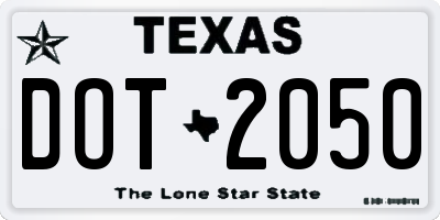 TX license plate DOT2050