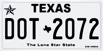 TX license plate DOT2072