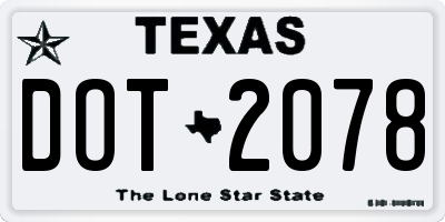 TX license plate DOT2078