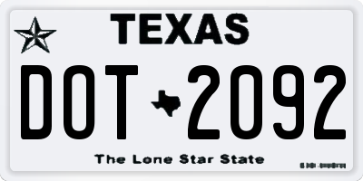 TX license plate DOT2092