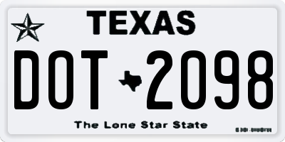 TX license plate DOT2098