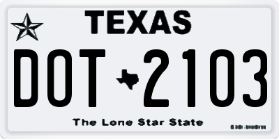 TX license plate DOT2103