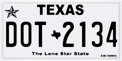 TX license plate DOT2134
