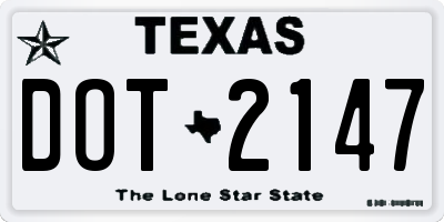 TX license plate DOT2147