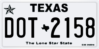 TX license plate DOT2158