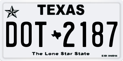 TX license plate DOT2187