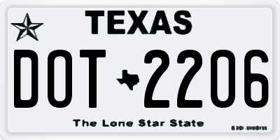 TX license plate DOT2206