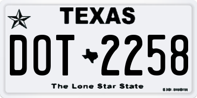 TX license plate DOT2258
