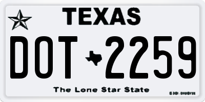 TX license plate DOT2259