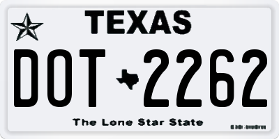 TX license plate DOT2262