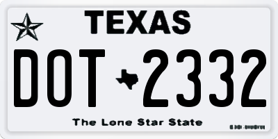 TX license plate DOT2332
