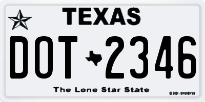 TX license plate DOT2346