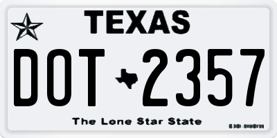 TX license plate DOT2357