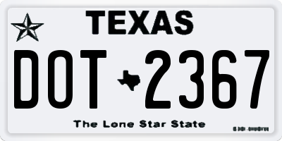 TX license plate DOT2367