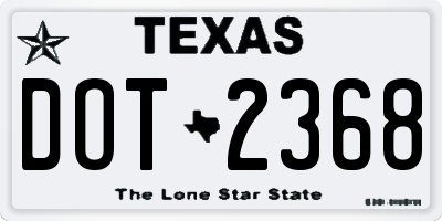 TX license plate DOT2368