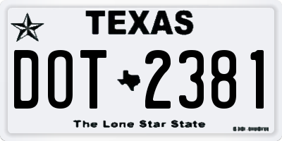 TX license plate DOT2381