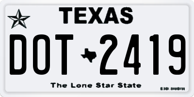 TX license plate DOT2419