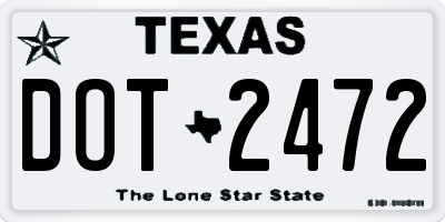 TX license plate DOT2472
