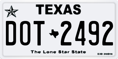 TX license plate DOT2492