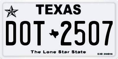TX license plate DOT2507