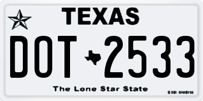 TX license plate DOT2533