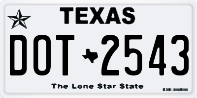 TX license plate DOT2543