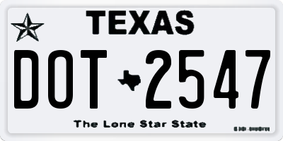 TX license plate DOT2547