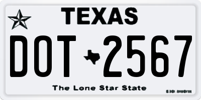TX license plate DOT2567