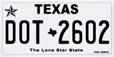 TX license plate DOT2602