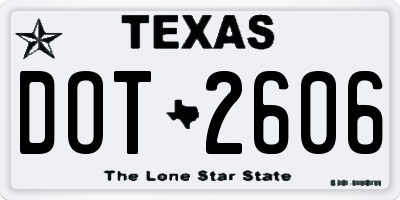 TX license plate DOT2606