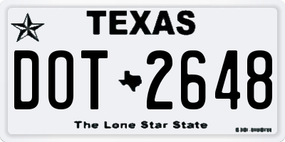TX license plate DOT2648