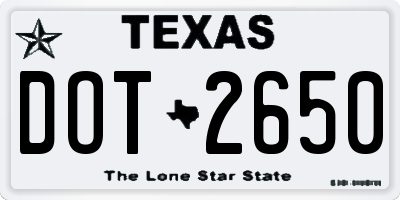 TX license plate DOT2650