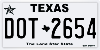 TX license plate DOT2654