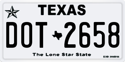 TX license plate DOT2658