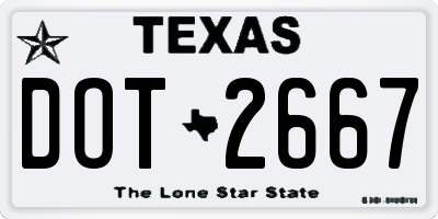 TX license plate DOT2667