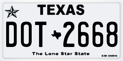 TX license plate DOT2668