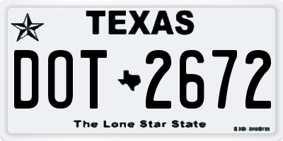 TX license plate DOT2672