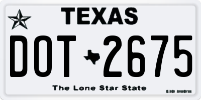 TX license plate DOT2675