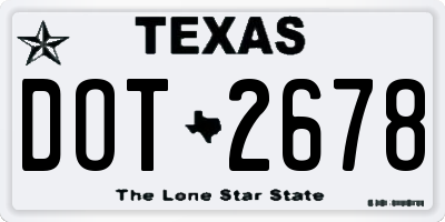 TX license plate DOT2678