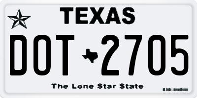 TX license plate DOT2705