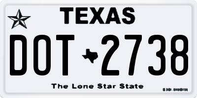 TX license plate DOT2738