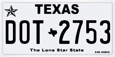 TX license plate DOT2753
