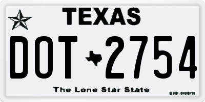 TX license plate DOT2754