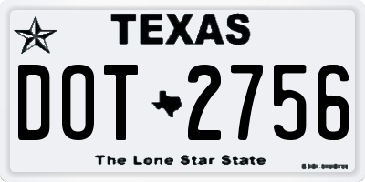 TX license plate DOT2756