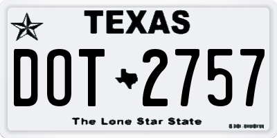 TX license plate DOT2757