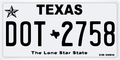 TX license plate DOT2758