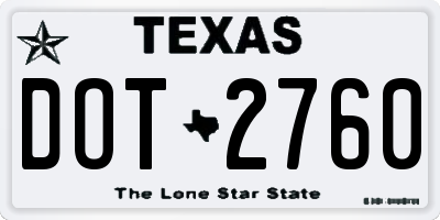 TX license plate DOT2760