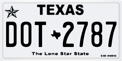 TX license plate DOT2787