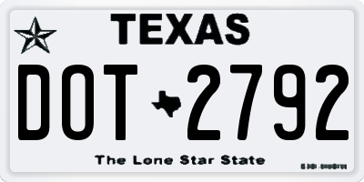 TX license plate DOT2792